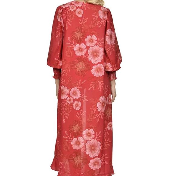 NWT Beautiful and Flowery Red Kimono Coverup size medium Anthropologie - Picture 2 of 4